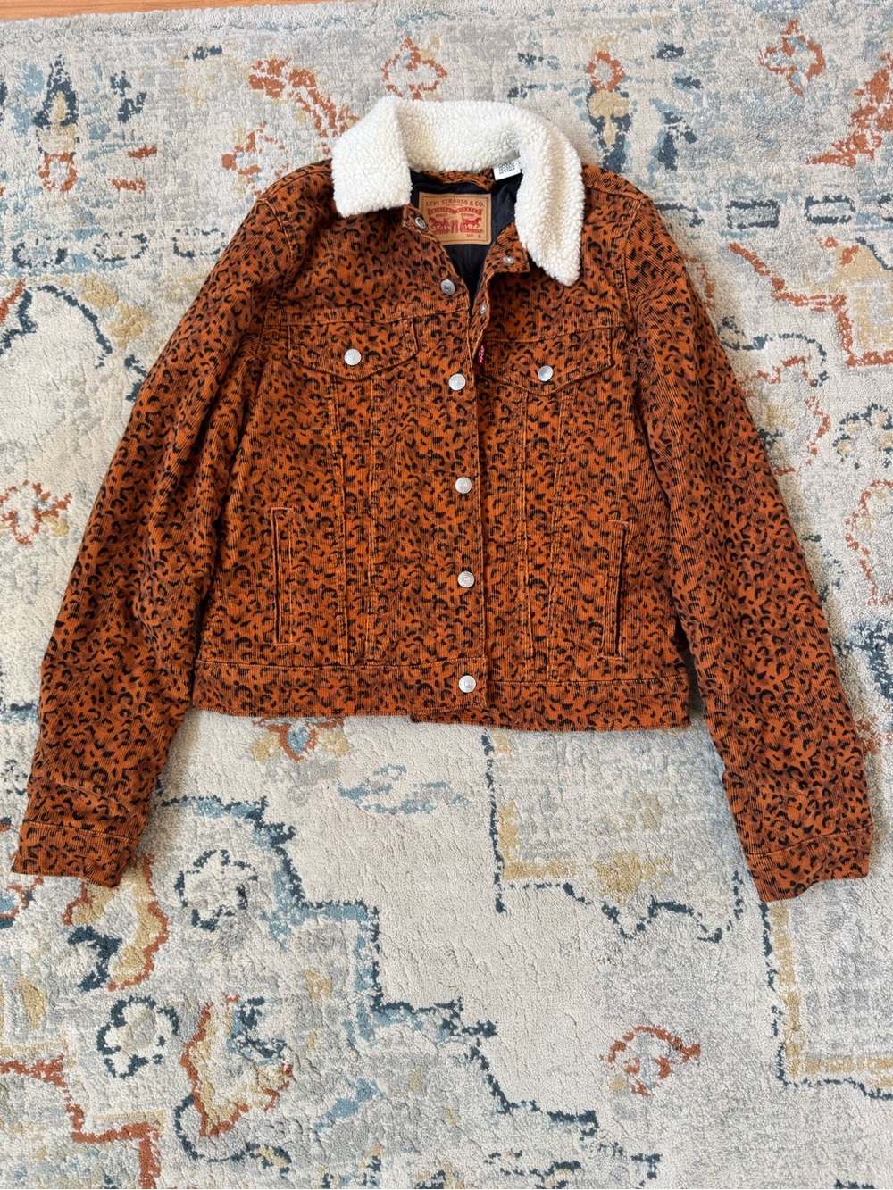 Levi's Leopard Print Sherpa Collar Trucker Jacket